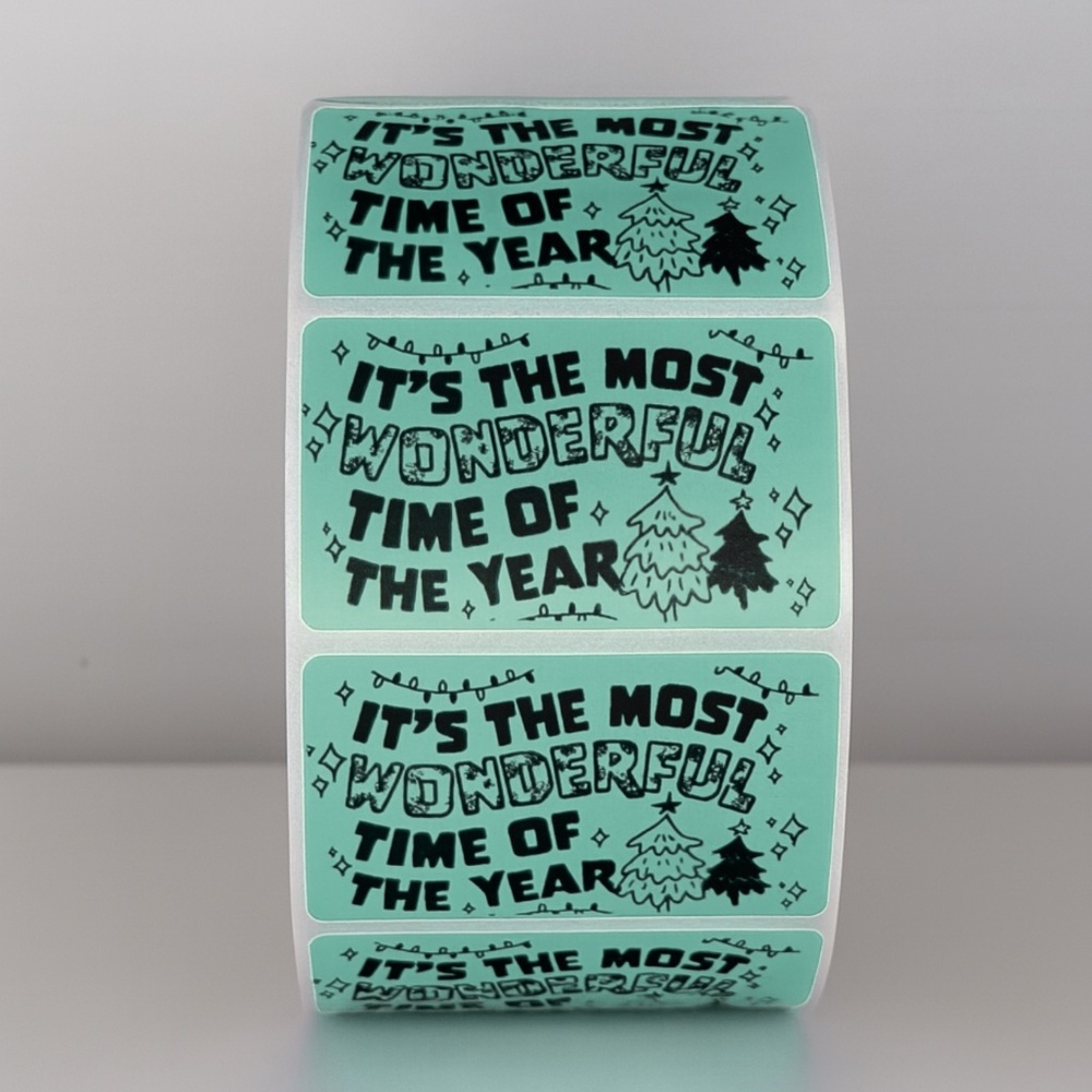 Wonderful Time of Year Stickers | Green Holiday Christmas Packaging Labels - Picture 5 of 11